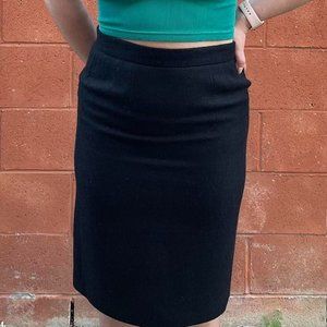 Prada Virgin Wool Black Midi Pencil Skirt